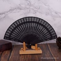 6inch chiếc quạt gỗ màu sắc, quạt rỗng, quạt gỗ đàn hương, quạt cổ, quạt nhảy, quạt vừa, quạt gấp cao cấp
