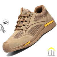 6KV Giày bảo hộ lao động bằng nhựa cách nhiệt mũi nhựa, giày thể thao nam bằng da lộn bò, thoáng khí, không thể phá hủy, chống va đập, chống đâm thủng