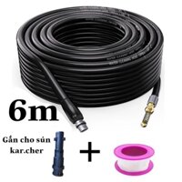 6M Dây Thông Tắc Cống Gắn Sún Máy Rửa Xe Kacher K2-K7 Kèm Nối Và Cuộn Cao Su Non-Hàng OEM