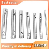 6pc 8-19mm Hệ mét Hộp hình ống Bộ cờ lê Thanh ống Spark-Plug Cờ lê Thép hai đầu để sửa chữa ống nước ô tô