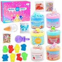 6Pcs Slime Kit Butter Slime Cute Mini Charms Kit Colorful Cotton Mud Kit Soft and Non-Sticky Fluffy Slime Toy