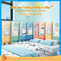 6Pcs Xốp Dán Tường Chống Va Đập Cao Cấp, Miếng Xốp Dán Tường 3D Trang Trí Phòng Ngủ, Dán Đầu Giường