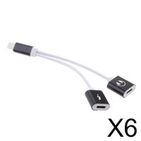 6x2 in 1 Headphones Jack Charger &amp; Audio Splitter Adapter for iPhone Black