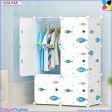 Tủ quần áo 6 ô cửa cá xanh 6.CA.77