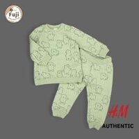 [7-19kg] Bộ quần áo HM AUTH đồ bộ mùa đông nỉ trần bông gấu xanh cho bé 6 tháng 9 tháng 1 tuổi 2 tuổi 3 tuổi 4 tuổi