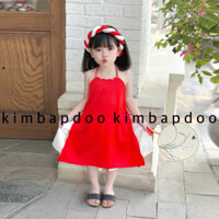 7-35kg Set Yếm lụa đỏ cho bé gái chơi lễ hội, Trung thu, Tết cực xinh xắn tặng kèm mấn cho bé