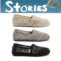 7 màu 2024 thiết kế mới TOMS Crochet TOMS giày đế bằng vải lười thông thường giày nữ