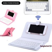 (7 MÀU) Bao Da Kèm keyboard Bluetooth Cho Iphone / Android 4.5-6-7.8inch Đa Năng