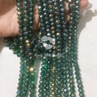 70 Hạt pha lê bánh cam 8mm đẹp giá rẻ làm vòng tay - Xanh lá đậm - 8mm
