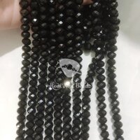 70 Hạt pha lê bánh cam 8mm đẹp giá rẻ làm vòng tay - Đen - 8mm