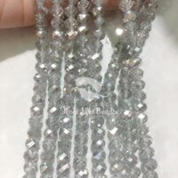 70 Hạt pha lê bánh cam 8mm đẹp giá rẻ làm vòng tay - Xi bạc 1 nửa - 8mm