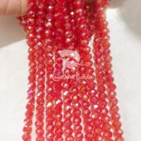 70 Hạt pha lê bánh cam 8mm đẹp giá rẻ làm vòng tay - Đỏ tươi - 8mm