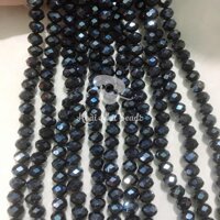70 Hạt pha lê bánh cam 8mm đẹp giá rẻ làm vòng tay - Xanh đen - 8mm