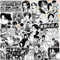 70 miếng nhãn dán Attack on Titan, anime đen trắng, Eren, Mikasa, Ackerman, Levi, Captain, trang trí hai chiều
