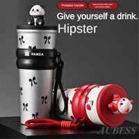 700ml Hoạt Hình Chính Hãng Ống Hút Xe Cốc Inox 316 Bên Trong Hộp Đựng Cà Phê Cô Gái Gấu Trúc Lạnh Cách Nhiệt Cốc Nước