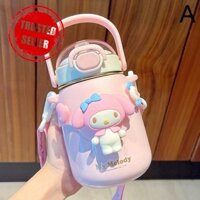 700ml Sanrio Bụng Cốc Nước Dung Tích Lớn Bé Gái Dây Đeo Nhiệt Có Thể Điều Chỉnh Cách Nhiệt F6i6