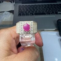 7012T-NHẨN BẠC ,ĐÁ RUBY ĐỎ HỒNG ( THIÊN NHIÊN) NY 15 ( ruby ko xử lý)