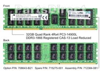 708643-B21 HP 32GB (1x32GB) SDRAM LR DIMM