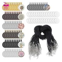 70x Mặt Dây Chuyền Khay Bộ Dụng Cụ Làm Đồ Trang Sức Vòng Cổ Tự Chế Với 70 Miếng Dây Vòng Cổ Với 70x Kính