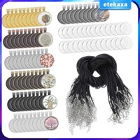 70x Mặt Dây Chuyền Khay Bộ Dụng Cụ Làm Đồ Trang Sức Vòng Cổ Tự Chế Với 70 Miếng Dây Vòng Cổ Với 70x Kính