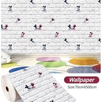 70X500cm Cuộn Giấy Dán Tường Bằng Xốp PE Chống Nước Tự Dính Trang Trí Phòng Ngủ Cho Bé