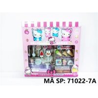 71022-7A HỘP BẾP MÁY TÍNH TIỀN SIÊU THỊ + KEM, KẸO + 4C MÈO KITTY Dessert Shoop