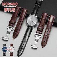 7/1✈Dây đeo đồng hồ Movado Ruihong Porter Museum series dây chuyền đồng hồ khóa bướm da bò mềm dành cho nam và nữ