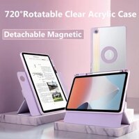 720° Bao Da Máy Tính Bảng pu acrylic Trong Suốt Dạng Xoay Cho oppo pad air 10.36inch 2 11inch oneplus pad 11.61 Giá Đỡ