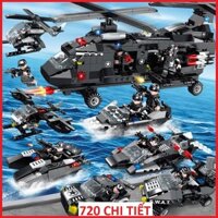 [720 CHI TIẾT] Bộ Lego lắp ráp xếp hình TÀU BAY SWAT CHỞ LÍNH CHIẾN ĐÂU VÀ XE CHUYÊN DỤNG