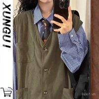721 Người Yêu Thích Xun Gui/Áo Vest Lớp Lửng Phong Cách Retro Mỹ Hồng Kông Mùa Thu, Vải Corduroy Rộng Cổ V, Phong Cách Đại Học Cho Nam Và Nữ/2.28