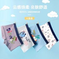 [7225 Lời khen ngợi của mọi người] Quần lót Cotton nguyên chất cho trẻ em Bé trai Bốn góc Boxer 12 Quần short trẻ em cỡ trung bình Bé trai Trẻ em Học sinh tiểu học 15 tuổi