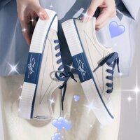 7576 Người Khen ngợi Giày Vải Nữ 2024 All-Match ulzzang Sinh Viên Bánh Quy Trắng Giày