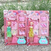 758-42 Nhà chơi cho bé gái, trang trí búp bê công chúa, tương tác giữa cha mẹ và con cái, phụ kiện túi mini, bộ trang điểm tóc xoăn