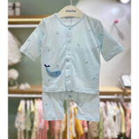 (75,80) Bộ lỡ hè Absorba cá voi xanh organic cotton