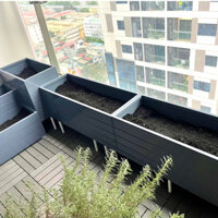 (75x25x25) Chậu gỗ nhựa composite, chậu trồng cây kẻ chỉ màu xám chuẩn không phải sơn