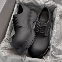 [7681 Bộ sưu tập người] Giày Derby mũi to màu đen Mũi tròn nam 2025 Giày da nam đế dày cao cấp Martin dành cho nam