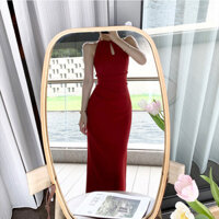 7731 Bộ Sưu Tập Người Retro Cổ Giọt Cắt Vai Hepburn Phong Cách Váy Dài 2022 Đến Mắt Cá Chân Dây Đầm Nữ Suspender Váy