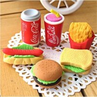 7736 Người Bộ Sưu Tập Sáng Tạo Thức Ăn Nhanh Series Tẩy Cá Nhân Đóng Gói Khoai Tây Chiên Pháp Burger Hot Dog Cola Tẩy Hoạt Hình Văn Phòng Phẩm Quà Tặng / 3.6