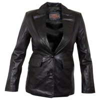7755 Ladies Cowhide Leather Coat with 2 Button Closure