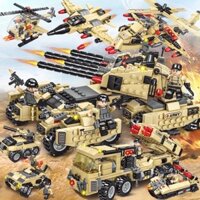 [782 chi tiết] Bộ đồ chơi xếp hình Lego trực thăng, Lego máy bay phản lực, Lego xe tank, Lego chiến hạm