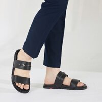 7904 - Dép Nam 2 Quai Ngang Phối Khoá Chất Liệu Da Tổng Hợp Bền Đẹp