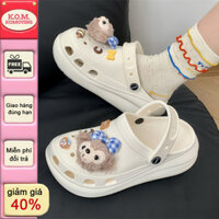 7CM dép cross đế cao, giày đế bệt hoạt hình dễ thương dành cho nữ, Giày đế bệt búp bê đầu to dễ thương,Dép Crocs nữ