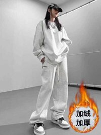 7E Bộ Đồ Thể Thao Bằng Bông Nguyên Chất Đường Phố Nổ Bộ Đồ Thể Thao Nữ Mùa Thu Đông Thêm Nhung D