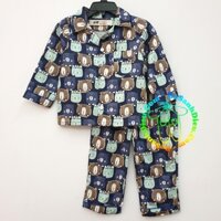 [7kg-10kg] Đồ bộ pyjama vải cotton mềm cho bé trai màu xanh đậm hình gấu