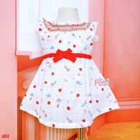 [8-15kg] Đầm Công Chúa Kate Bé Gái - Trắng Hoa Nơ Đỏ