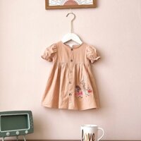 [8-18kg] 🌷ĐẦM BÉ GÁI TAY PHỒNG DỄ THƯƠNG VẢI THÔ LINEN D21B