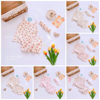 (8-18kg) Set bộ cute cho bé gái kèm băng đô, hoạ tiết hoa nhí xinh xắn, áo 2 dây quần chun Gia Đình Clothes