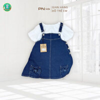 [8-18kg] Set bộ yếm áo đủi tay phồng  và váy yếm jean xòe bé gái chất liệu jean