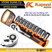 8-24mm Bộ cần tuýp tự động 1/2" Kapusi K-9811 thép Cr-V cao cấp, 12 chi tiết