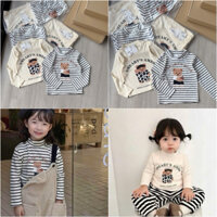 (8-27kg) Set 2 áo giữ nhiệt trẻ em cổ 3p in hình gấu